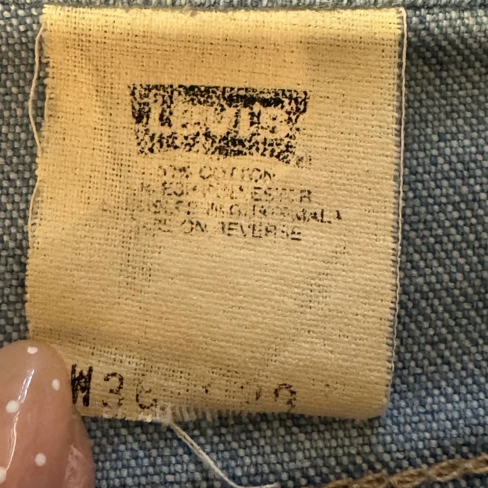 Vtg Levis 393 Movin On Jeans Light Wash Denim Work Pants Cotton Poly Blend 36x30
